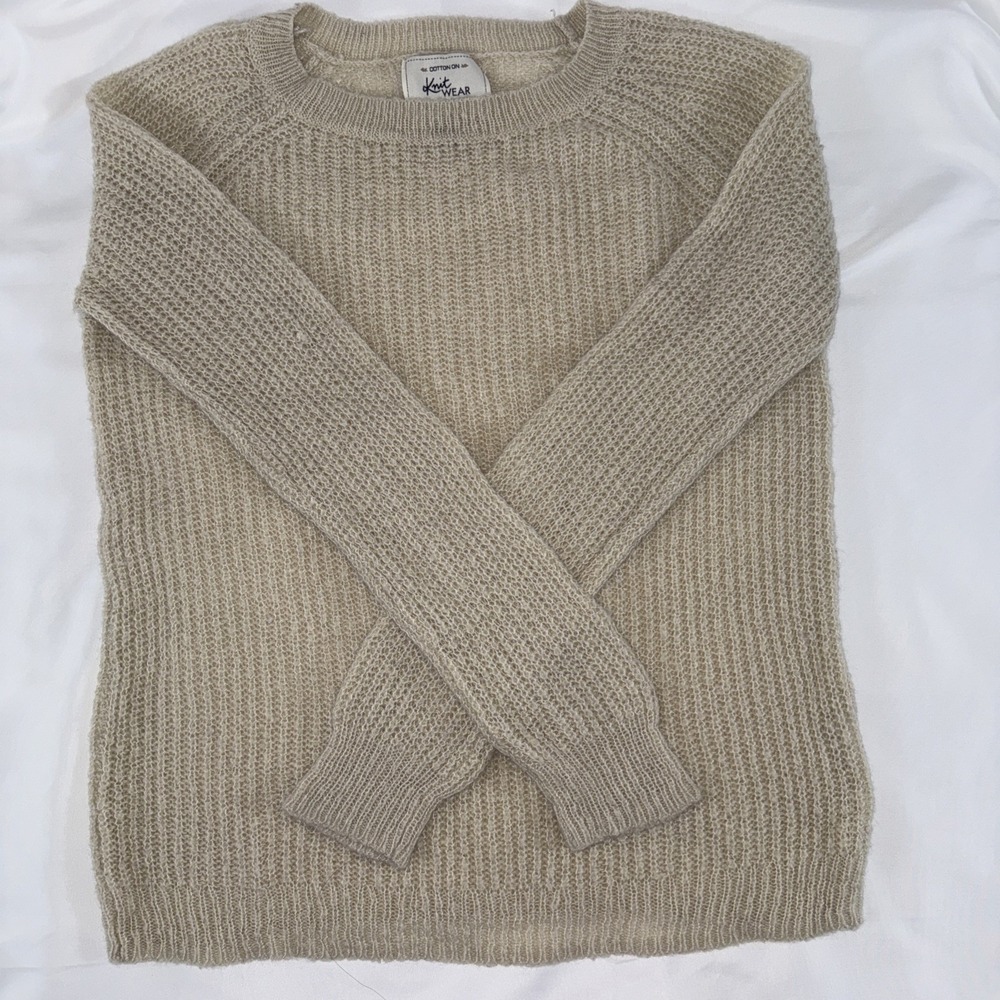 Cotton On Knitwear Designed In Australia XS open knit lightweight Sweater Beige